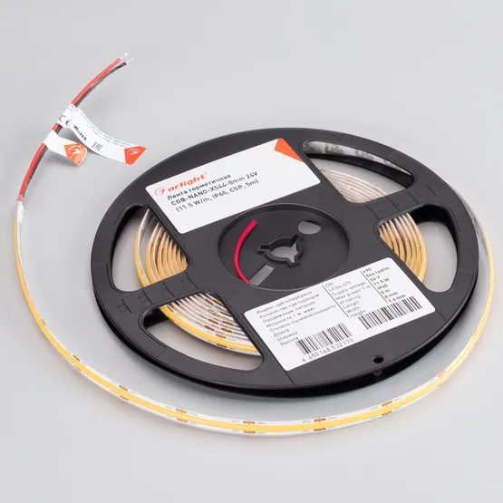 Фото #3 товара Светодиодная лента герметичная COB-NANO-X544-8mm 24V Warm3000 (11.5 W/m, IP65, CSP, 5m) (Arlight, -)