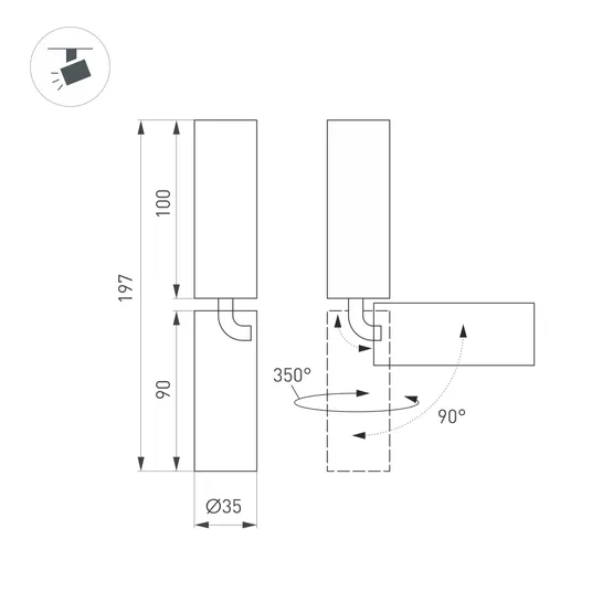 Фото #4 товара Светильник SP-NUANCE-SURFACE-FLAP-R35-7W Day4000 (BK, 36 deg, 230V) (Arlight, IP40 Металл, 5 лет)