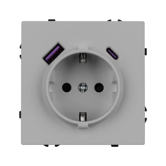 Фото #2 товара ARL NOBE Розетка зк со шторками с USB тип А+С софт-тач никель SCT-MUAC-SFPL-IS (250V, 16A) (Arlight, -)
