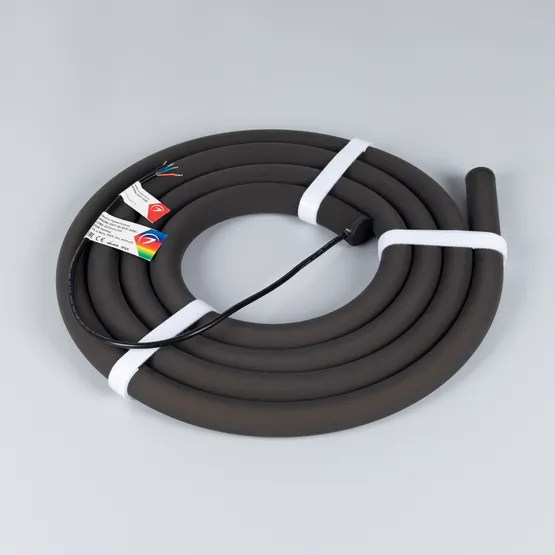 Фото #5 товара Светодиодная лента герметичная MOONLIGHT-BLACK-SIDE-G280-D25mm 24V RGB 360deg (14.4 W/m, IP65, 3m, wire x1) (Arlight, Вывод боковой, 3 года)