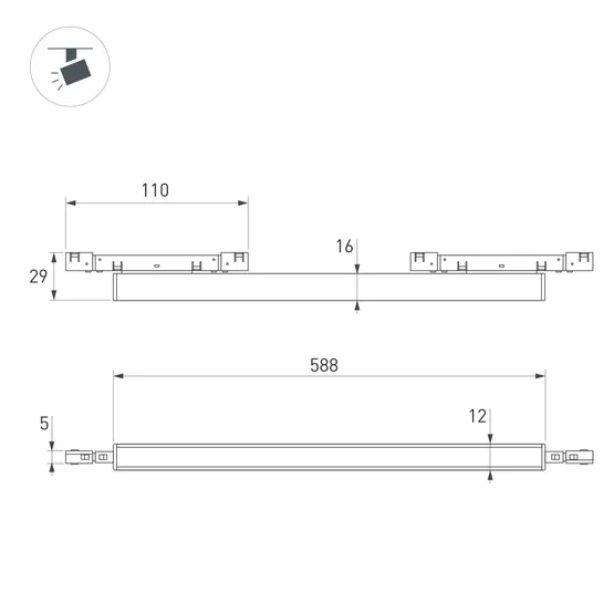 Фото #2 товара Светильник MAG-MICROCOSM-FLAT-L588-20W Warm3000 (WH, 100 deg, 24V) (Arlight, IP20 Металл, 5 лет)