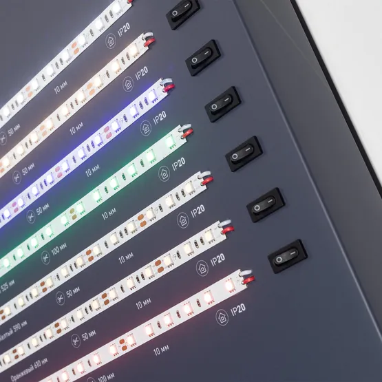 Фото #11 товара Стенд Ленты Мультицветные RGB RT-LUX-E4-1760x600mm (v.2, DB 3мм, пленка, подсветка) (Arlight, -)