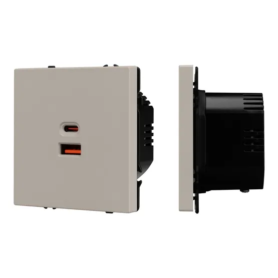 Фото #1 товара Механизм розетки с быстрой USB зарядкой SCT-NOBE-MUAC-SFPL-FC-CA (65W, QC3) (Arlight, Кашемир)