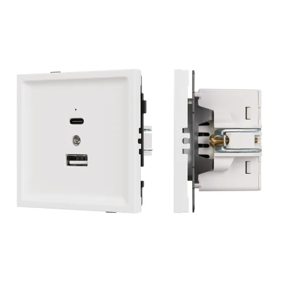 Фото #1 товара Механизм USB розетки SCT-TENDO-MUAC-PL-WH (5V, 3A, QC3) (Arlight, Белый)