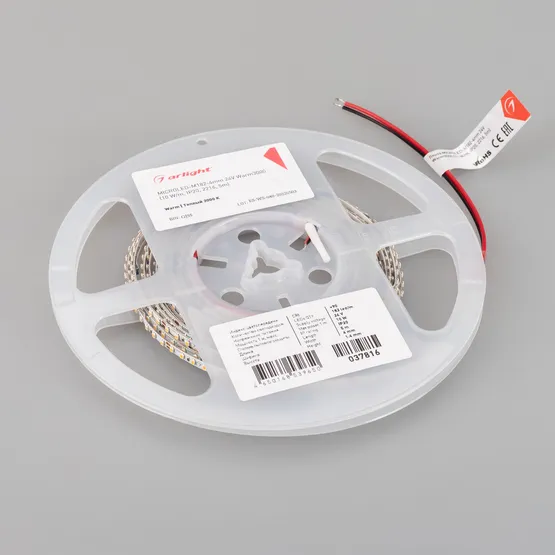 Фото #4 товара Светодиодная лента MICROLED-M182-4mm 24V Warm3000 (10 W/m, IP20, 2216, 5m) (Arlight, узкая)