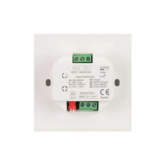 Фото #2 товара INTELLIGENT ARLIGHT Кнопочная панель SMART-DMX512-801-22-4G-4SC-DIM-IN White (230V, 2.4G) (IARL, IP20 Пластик, 5 лет)
