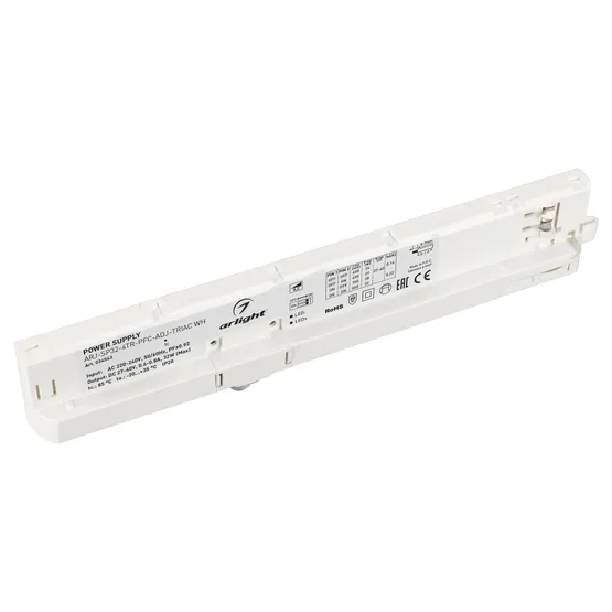 Фото товара Блок питания для трековых систем ARJ-SP30-4TR-PFC-ADJ-TRIAC WH (30W, 0.6-0.75A, 27-40V) (Arlight, IP20 Пластик, 5 лет)