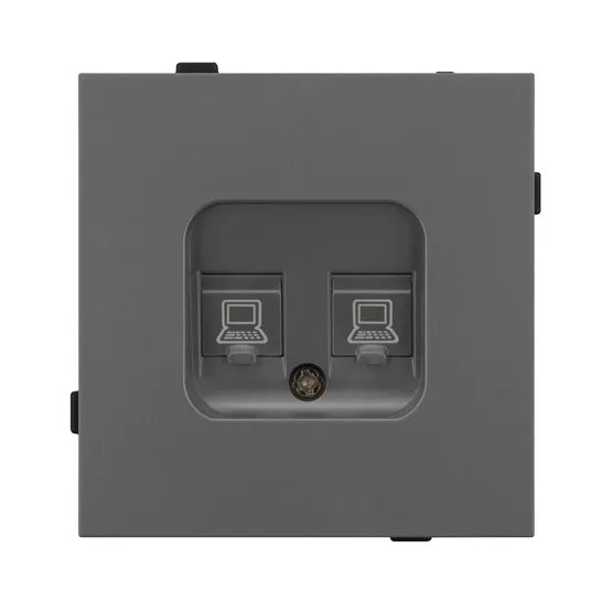 Фото #3 товара Механизм компьютерной розетки двойной SCT-TENDO-MPC2-SFPL-GR (RJ-45, CAT6) (Arlight, Матовый графитовый)