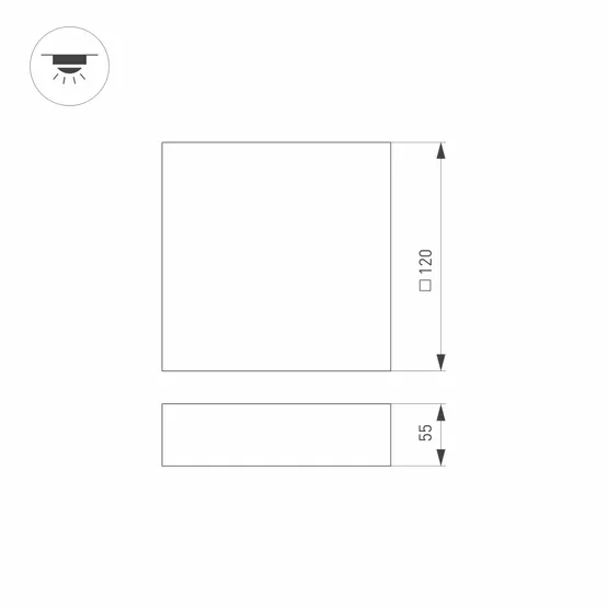 Фото #4 товара Светильник SP-QUADRO-S120x120-12W Warm3000 (WH, 120 deg, 230V) (Arlight, IP40 Металл, 3 года)