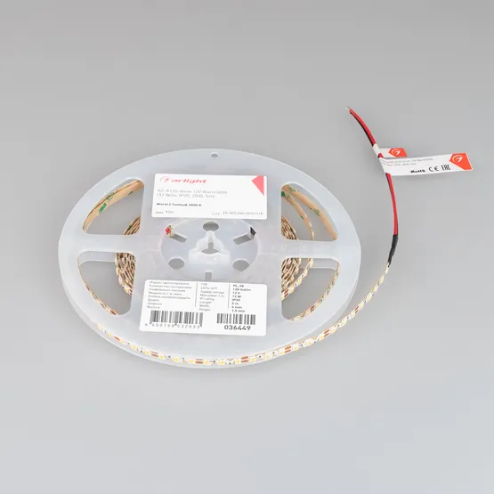 Фото #3 товара Светодиодная лента RZ-A120-6mm 12V Warm3000 (12 W/m, IP20, 2835, 5m) (Arlight, 12 Вт/м, IP20)