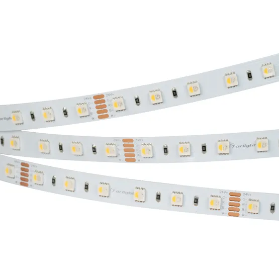 Фото #6 товара Светодиодная лента RT-B60-12mm 24V RGBW-Day-4-in-1 (19.2 W/m, IP20, 5060, 5m) (Arlight, Открытый)