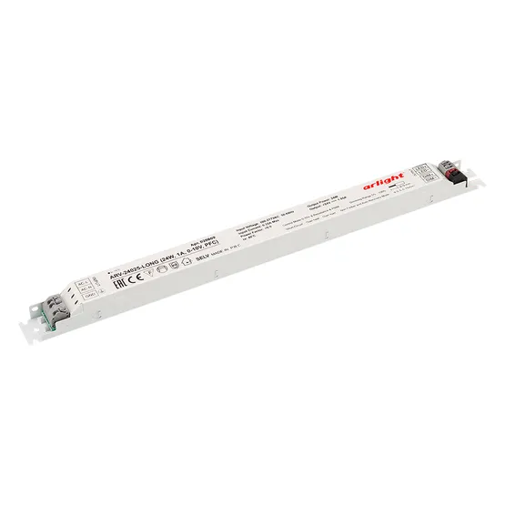 Фото товара Блок питания ARV-24025-LONG (24W, 1A, 0-10V, PFC) (Arlight, IP20 Металл, 2 года)