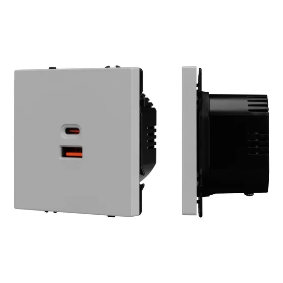 Фото #1 товара ARL NOBE USB Розетка тип A+C софт-тач никель SCT-MUAC-SFPL-FC-IS (65W, QC3) (Arlight, -)