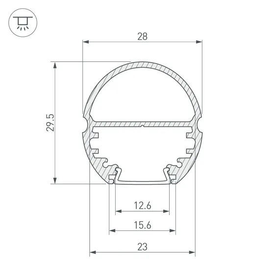 Фото #3 товара Профиль TOP-OVAL-2000 ANOD (K13, P15) (Arlight, Алюминий)