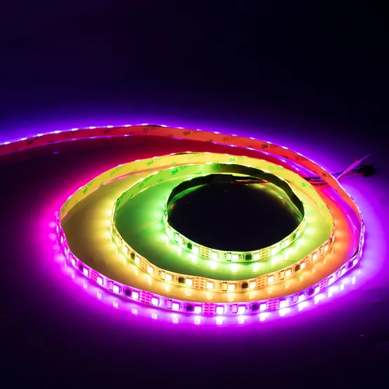Фото #4 товара Светодиодная лента SPI-5000SE-5060-60 12V Cx3 RGB-Auto (10mm, 13.2W/m, IP65) (Arlight, Закрытый, IP65)