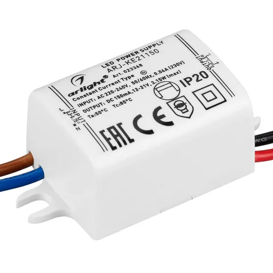 Фото товара Блок питания ARJ-KE21150 (3W, 150mA) (Arlight, IP20 Пластик, 3 года)