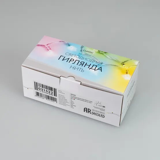 Фото #5 товара Светодиодная гирлянда ARD-STRING-CLASSIC-6000-WHITE-40LED-LIVE RGB-SPI (12V, 26W) (Ardecoled, IP65, 1 год)