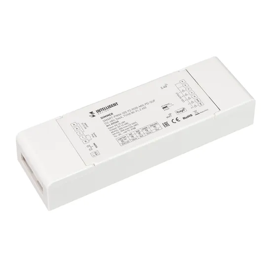 Фото товара INTELLIGENT ARLIGHT Диммер SMART-PWM-105-72-RGB-MIX-PD-SUF (12-48V, 5x6A, TUYA Wi-Fi, 2.4G) (IARL, Контроллер)