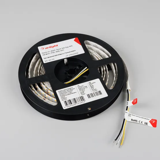 Фото #4 товара Светодиодная лента UL-A240-15mm 24V Day-MIX (30 W/m, IP20, 2835, 5m) (Arlight, Изменяемая ЦТ)