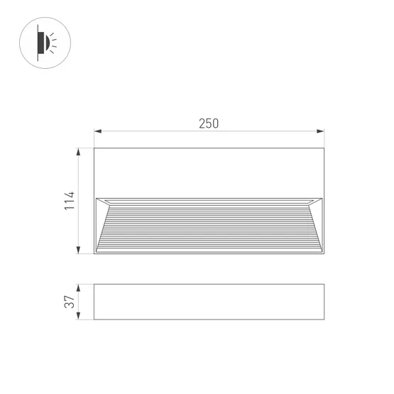 Фото #4 товара Светильник LGD-RIBONIK-S250x114-10W Warm3000 (Черный, 70 deg, 230V) (Arlight, IP65 Металл, 5 лет)