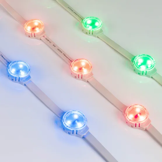 Фото #1 товара Модуль управляемый SOLEX-DMX-3535-3-12V RGB 120deg (D30x16mm, 0.75W, IP67) (Arlight, Пластик, 3 года)