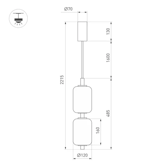 Фото #5 товара Светильник SP-CARAMELA-HANG-R120-7W Warm2700 (BK, 300 deg, 230V) (Arlight, IP20 Натуральный шелк, 3 года)