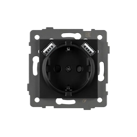 Фото #2 товара Механизм розетки с USB зарядкой SCT-MUAA-PL-BK-V (250V, 16A) (Arlight, -)