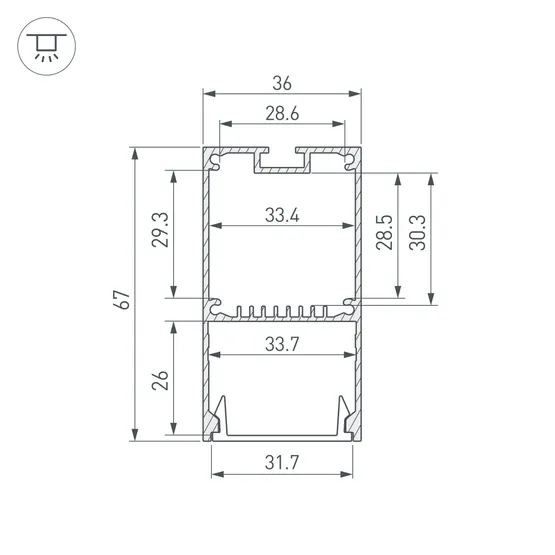 Фото #4 товара Профиль LINE-S-3667-2000 BLACK (Arlight, Алюминий)