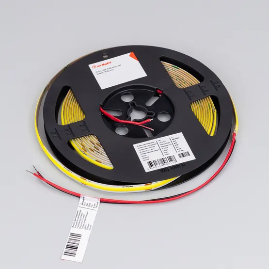Фото #3 товара Светодиодная лента COB-X480-8mm 24V Yellow Volt (8 W/m, IP20, 5m) (Arlight, -)
