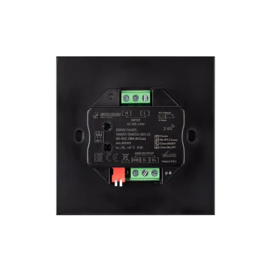 Фото #2 товара INTELLIGENT ARLIGHT Кнопочная панель SMART-DMX512-801-22-8G-8SC-DIM-IN Gold (230V, 2.4G) (IARL, IP20 Пластик, 5 лет)
