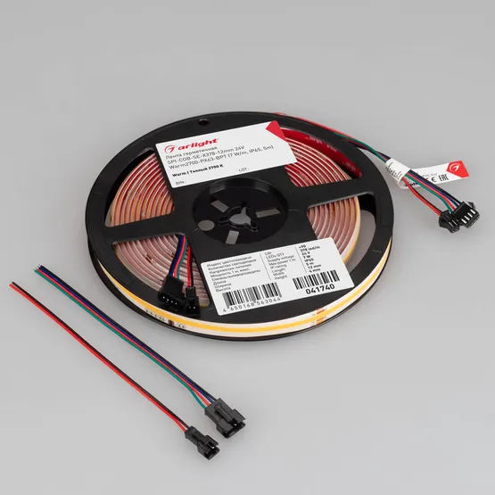 Фото #3 товара Светодиодная лента герметичная SPI-COB-SE-X378-12mm 24V Warm2700-PX63-BPT (7 W/m, IP65, 5m) (Arlight, бегущий огонь)