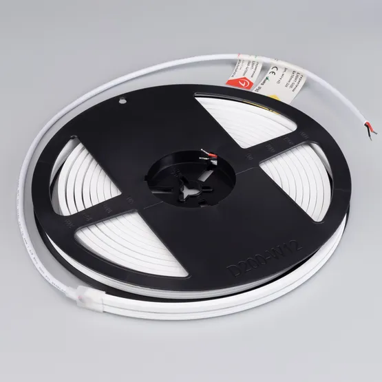 Фото #2 товара Светодиодная лента герметичная MOONLIGHT-SIDE-A168-4x10mm 24V White6000 (7.2 W/m, IP65, 5m, wire x2) (Arlight, Вывод прямой, 3 года)