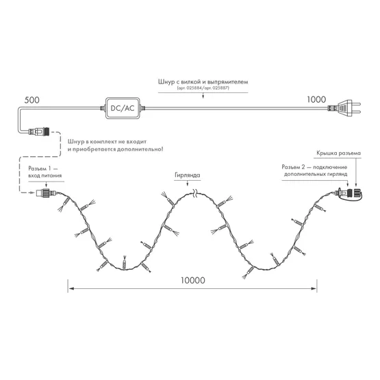 Фото #6 товара Светодиодная гирлянда ARD-STRING-PRO-1000-GREEN-100LED-PULSE White (230V, 7W) (Ardecoled, IP65, 2 года)