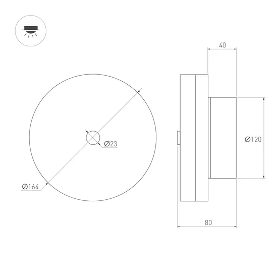 Фото #5 товара Светильник SP-MENTA-WALL-R165-12W Warm2700 (BK, 130 deg, 230V) (Arlight, IP20 Мрамор, 5 лет)
