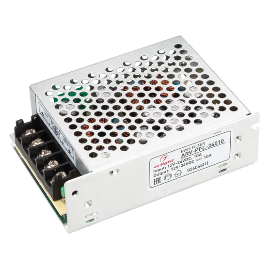 Фото товара Блок питания ARV-PFL-24010 DC/DC (12-24V, 10A, PWM filter) (Arlight, IP20 Сетка, 2 года)