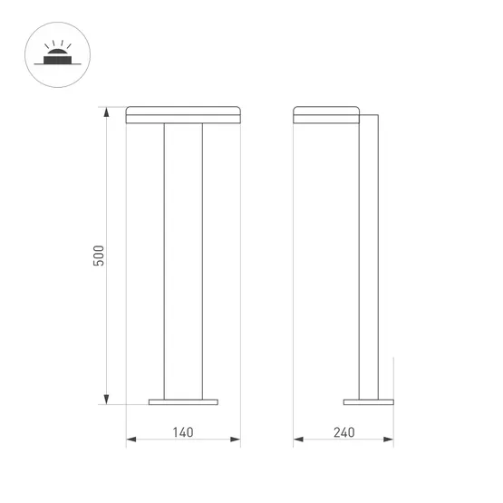 Фото #3 товара Светильник LGD-TENT-BOLL-H500-9W Warm3000 (GR, 110 deg, 230V) (Arlight, IP65 Металл, 3 года)