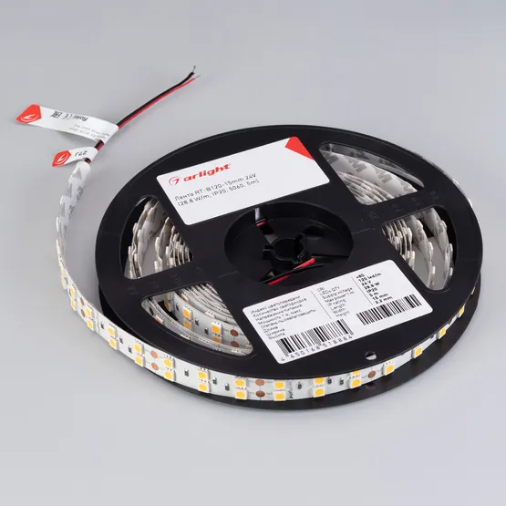 Фото #2 товара Светодиодная лента RT-B120-15mm 24V Warm2700 (28.8 W/m, IP20, 5060, 5m) (Arlight, Открытый)
