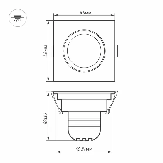 Фото #3 товара Светодиодный светильник LTM-S46x46WH 3W Warm White 30deg (Arlight, IP40 Металл, 3 года)