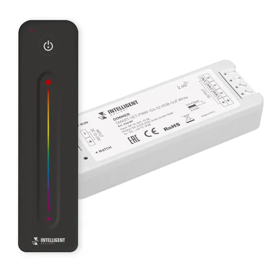 Фото #1 товара INTELLIGENT ARLIGHT Диммер SMART-SET-PWM-104-52-RGB-SUF White (12-24V, 3x4A, ПДУ LINE, 2.4G) (IARL, Контроллер)