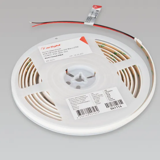 Фото #3 товара Светодиодная лента герметичная RTW-PW-A160-8mm 24V Warm2700 (10 W/m, IP66, 2835, 5m) (Arlight, Матовая)