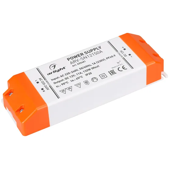 Фото #1 товара Блок питания ARV-SN12150A (12V, 11A, 132W, PFC) (Arlight, IP20 Пластик, 3 года)