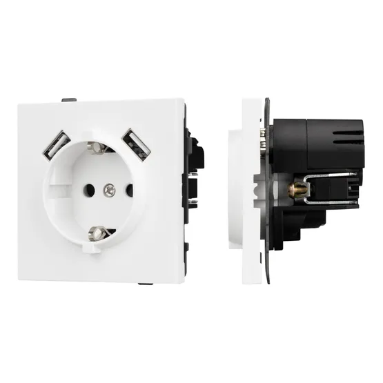 Фото #1 товара Механизм розетки с USB зарядкой SCT-TENDO-MUAA-PL-WH (230V, 16A) (Arlight, Белый)