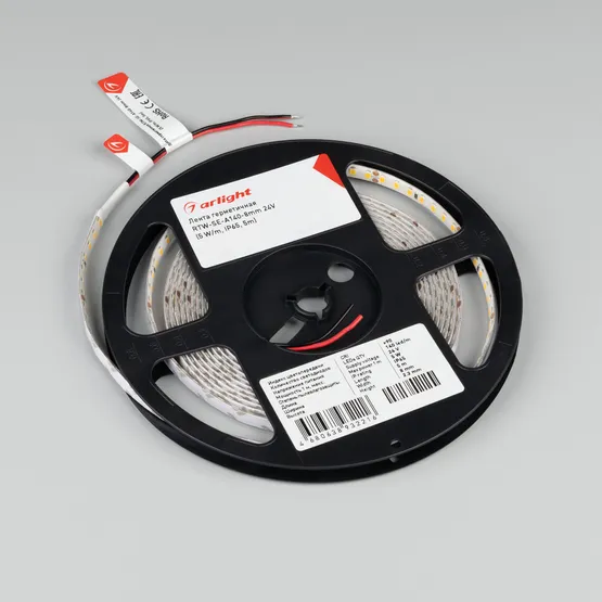 Фото #3 товара Светодиодная лента герметичная RTW-SE-A140-8mm 24V Warm2700 (5 W/m, IP65, 5m) (Arlight, -)