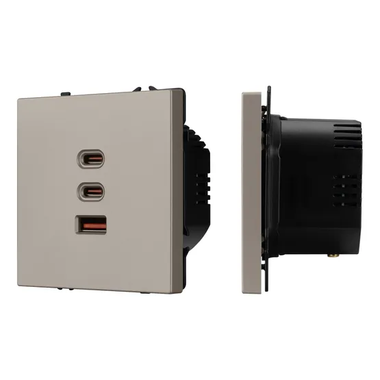 Фото #1 товара ARL NOBE USB Розетка тип А+С+С софт-тач кашемир SCT-MUACC-SFPL-FC-CA (65W, QC3) (Arlight, -)