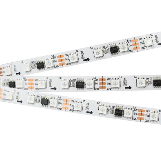 Фото #6 товара Светодиодная лента SPI-5000-5060-60 12V Cx3 RGB (10mm, 14.4W/m, IP20) (Arlight, бегущий огонь)