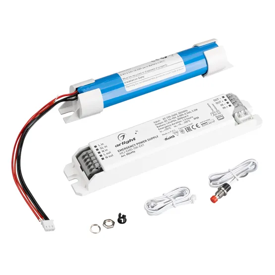 Фото товара Блок аварийного питания ARJ-EMG-5W-EXT (10-90V, 1.5H, LiFePO4) (Arlight, IP20 Пластик, 3 года)
