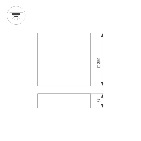 Фото #7 товара Светильник SP-QUADRO-S350x350-30W Warm3000 (WH, 120 deg, 230V) (Arlight, IP40 Металл, 3 года)