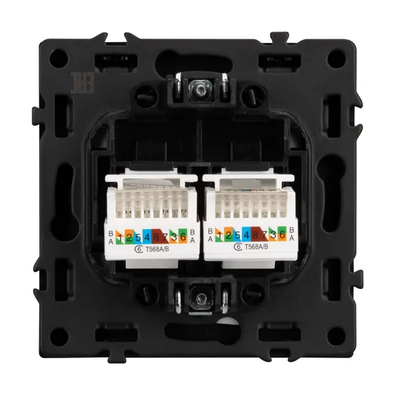 Фото #3 товара Механизм сдвоенной компьютерной розетки SCT-NOBE-MPC2-SFPL-GR (RJ-45, CAT6) (Arlight, Серый базальт)