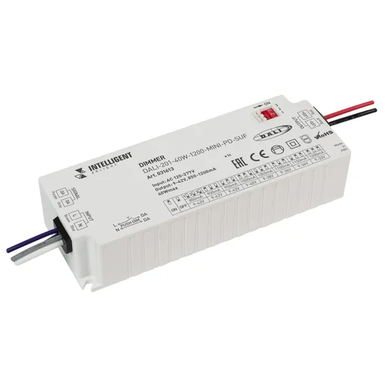Фото товара INTELLIGENT ARLIGHT Диммер DALI-201-40W-1200-MINI-PD-SUF (230V, 800-1200mА) (IARL, IP20 Пластик, 5 лет)