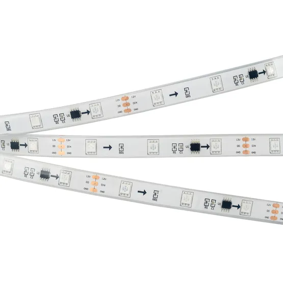 Фото #1 товара Светодиодная лента SPI-5000PGS-5060-30 12V Cx3 RGB (12mm, 7.2W/m, IP67) (Arlight, Закрытый, IP67)